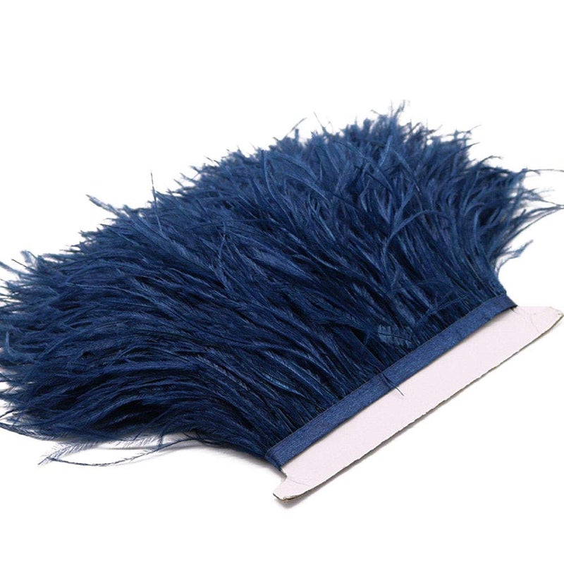 YEQIN 2 Yards Natural & Soft Ostrich Feathers Fringe Trims Ribbon - Used for Dress, Sewing Decoration, Craft Clothing, Boots, Wedding Decoration, DIY, Etc (Navy Blue) - Image 2